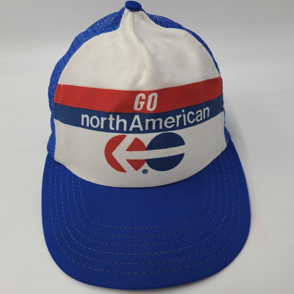 Vintage North American Van Lines Hat Snapback Trucker Mesh Blue White Red Go Men